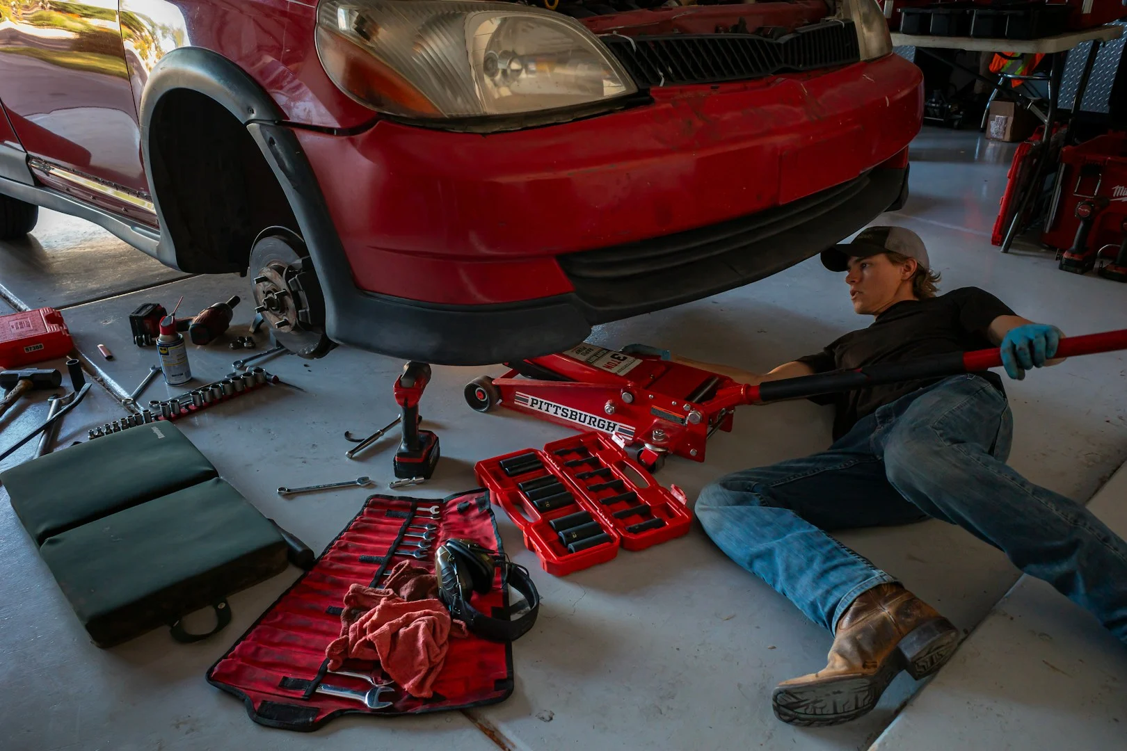 Technician carrying out a mechanical repair